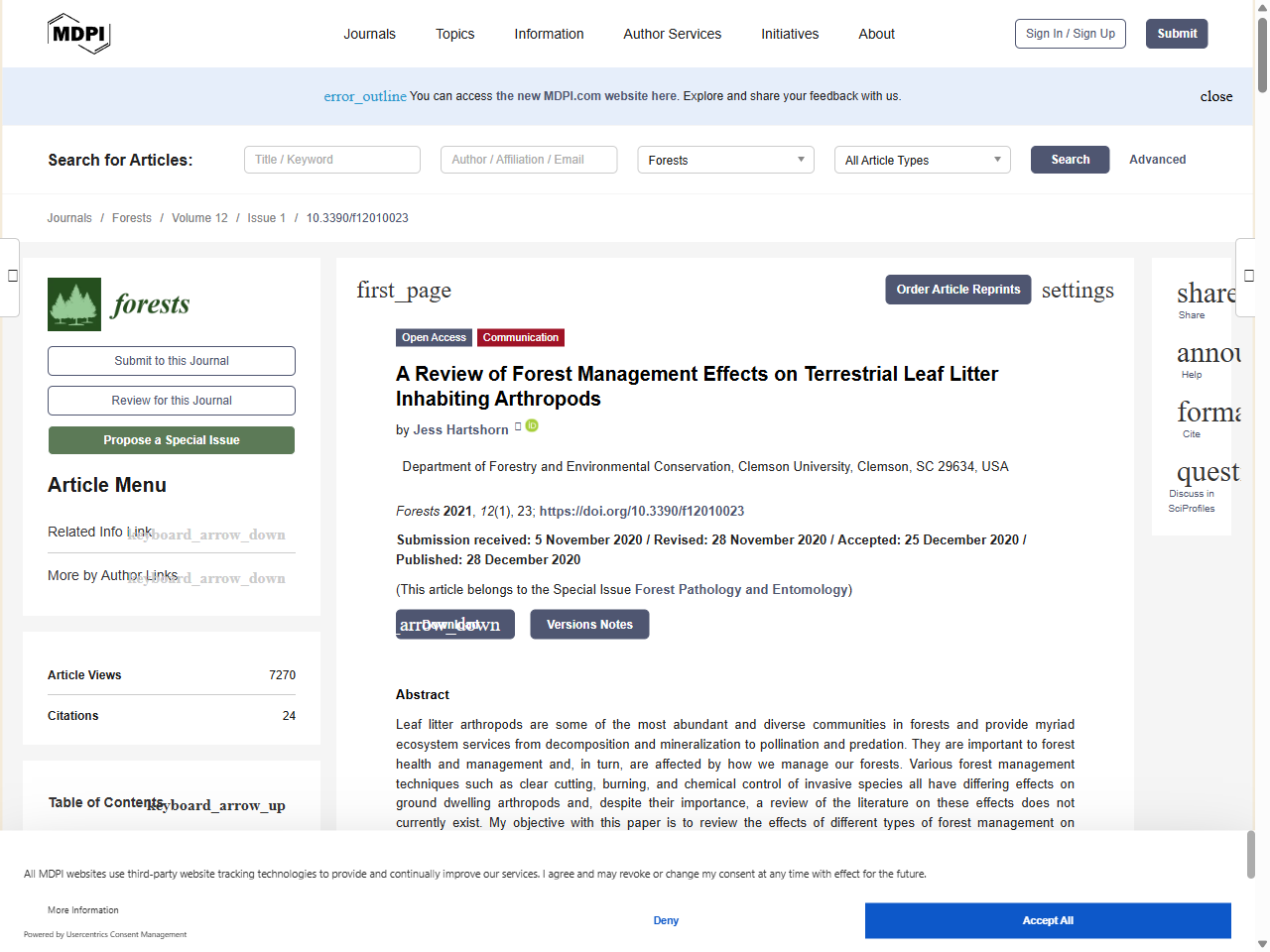 Preview of A Review of Forest Management Effects on Terrestrial Leaf Litter Inhabiting Arthropods, accessed July 12, 2025, 