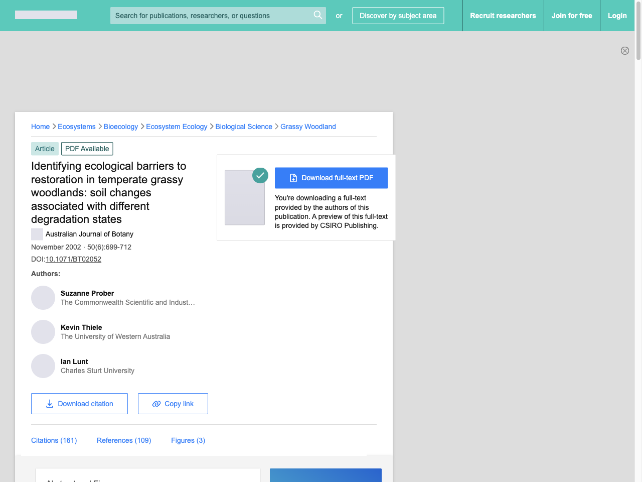 Preview of Identifying ecological barriers to restoration in temperate grassy woodlands: soil changes associated with different degradation states - ResearchGate, accessed August 5, 2025, 
