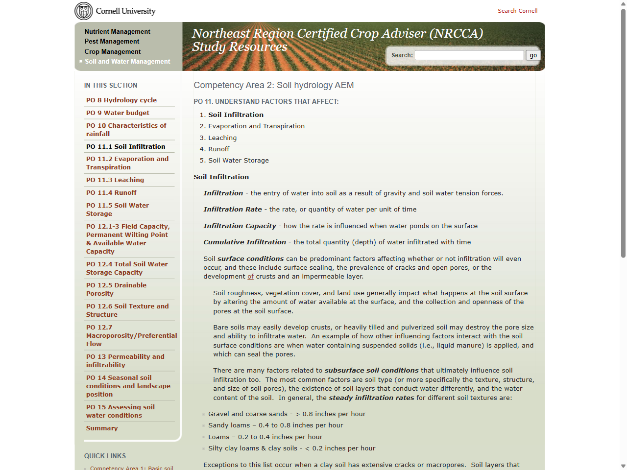 Preview of PO 11.1 Soil Infiltration - Northeast Region Certified Crop Adviser (NRCCA) Study Resources, accessed July 6, 2025,