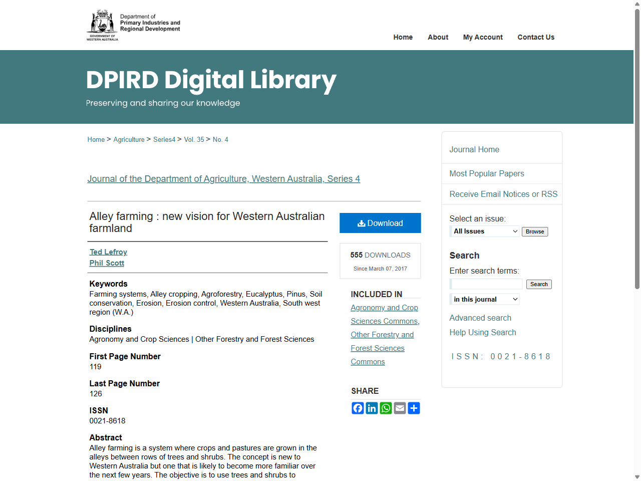 Preview of Alley farming : new vision for Western Australian farmland - DPIRD's Digital library, accessed July 7, 2025,