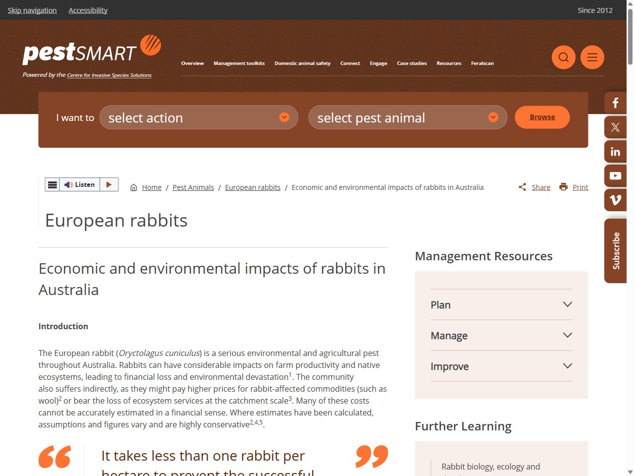 Preview of Economic and environmental impacts of rabbits in Australia - PestSmart, accessed August 12, 2025,