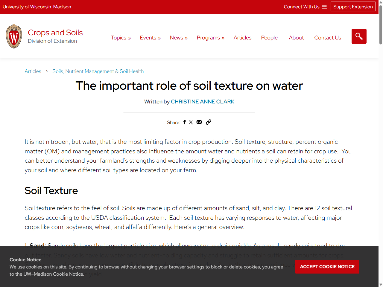 Preview of The important role of soil texture on water - Crops and Soils, accessed July 6, 2025,