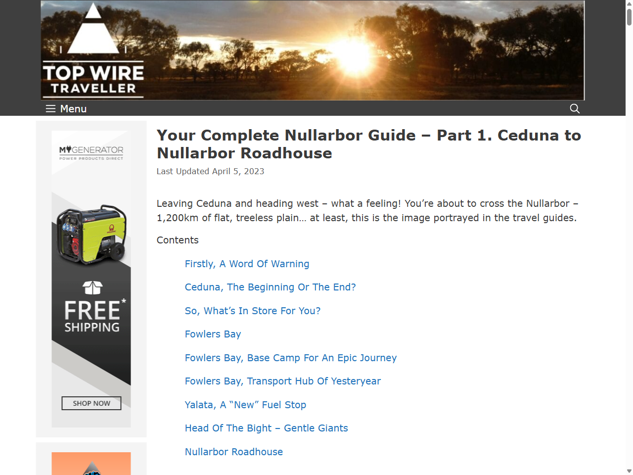 Preview of Nullarbor Crossing - Food and Travel, accessed July 23, 2025