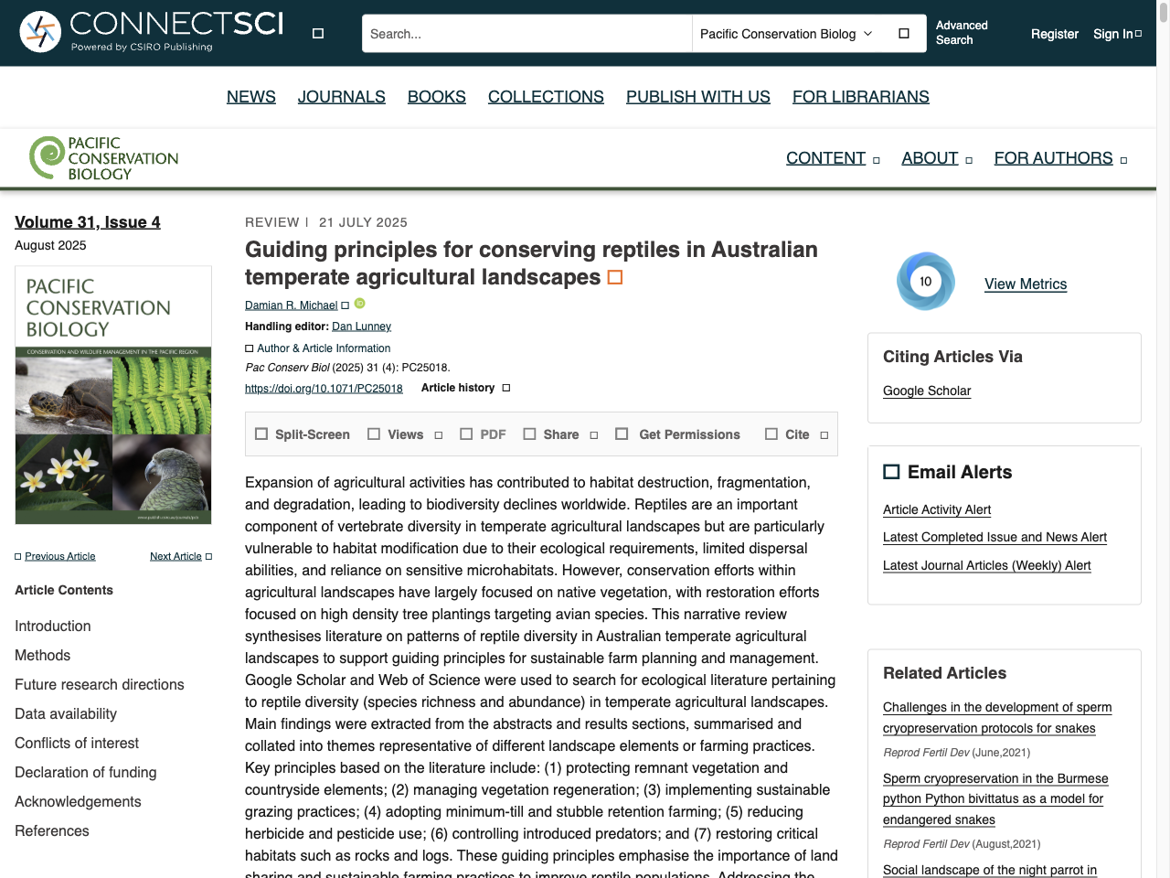 Preview of Guiding principles for conserving reptiles in ... - CSIRO Publishing, accessed August 4, 2025