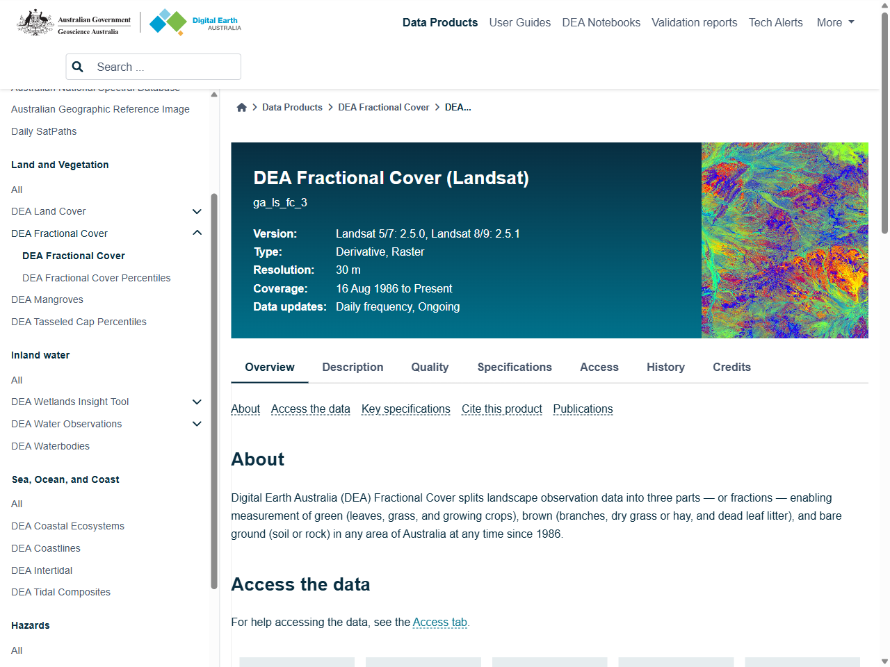 Preview of DEA Fractional Cover (Landsat) - DEA Knowledge Hub, accessed on May 28, 2025