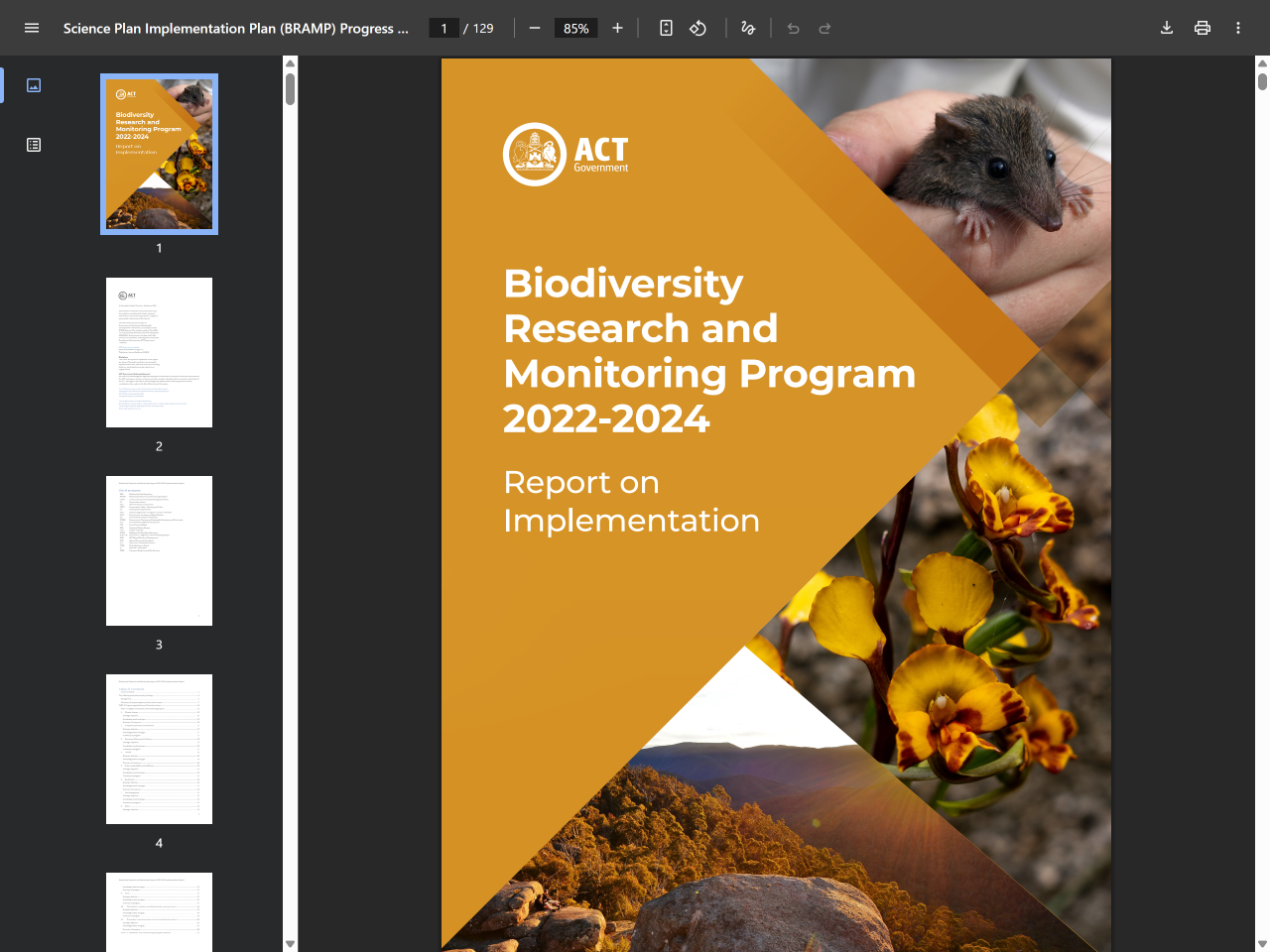 Preview of Biodiversity Research and Monitoring Program 2022-2024 - Report on Implementation - ACT Government, accessed August 12, 2025