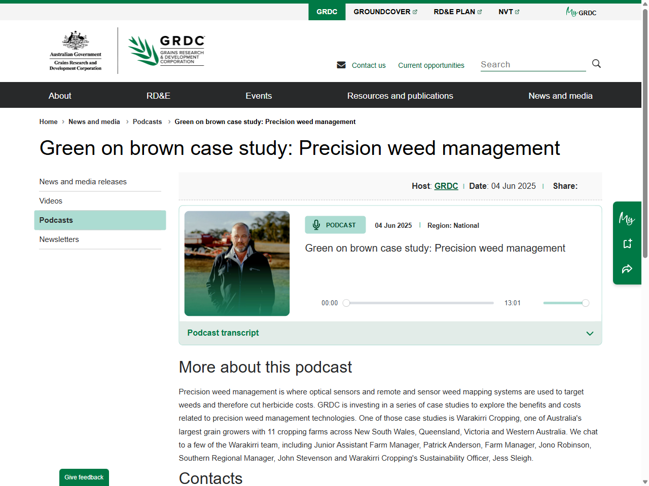 Preview of Green on brown case study: Precision weed management - GRDC, accessed July 7, 2025