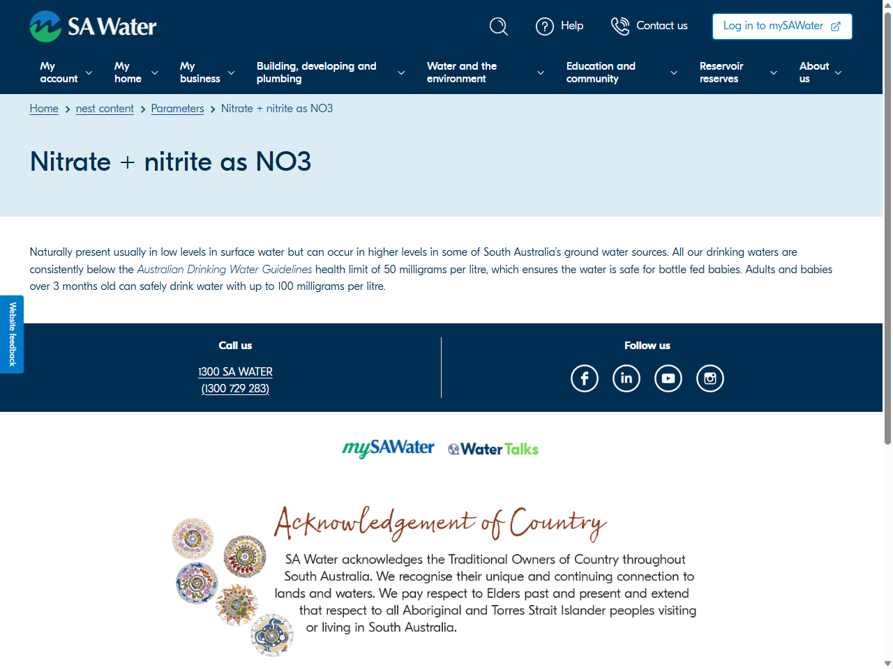 Preview of Nitrate + nitrite as NO3 - SA Water, accessed July 13, 2025,