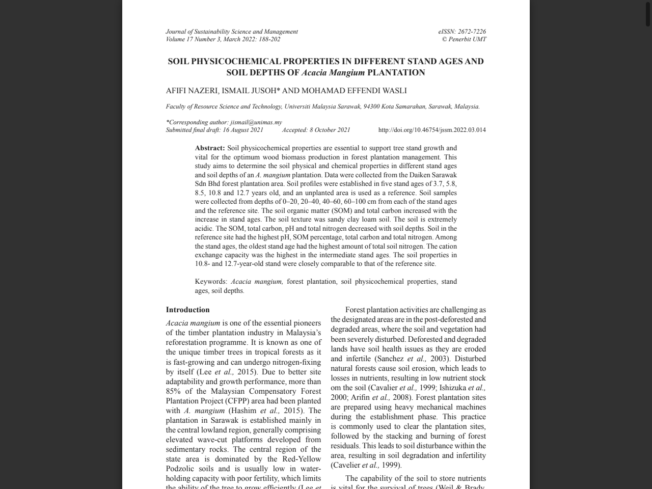 Preview of SOIL PHYSICOCHEMICAL PROPERTIES IN DIFFERENT STAND ...