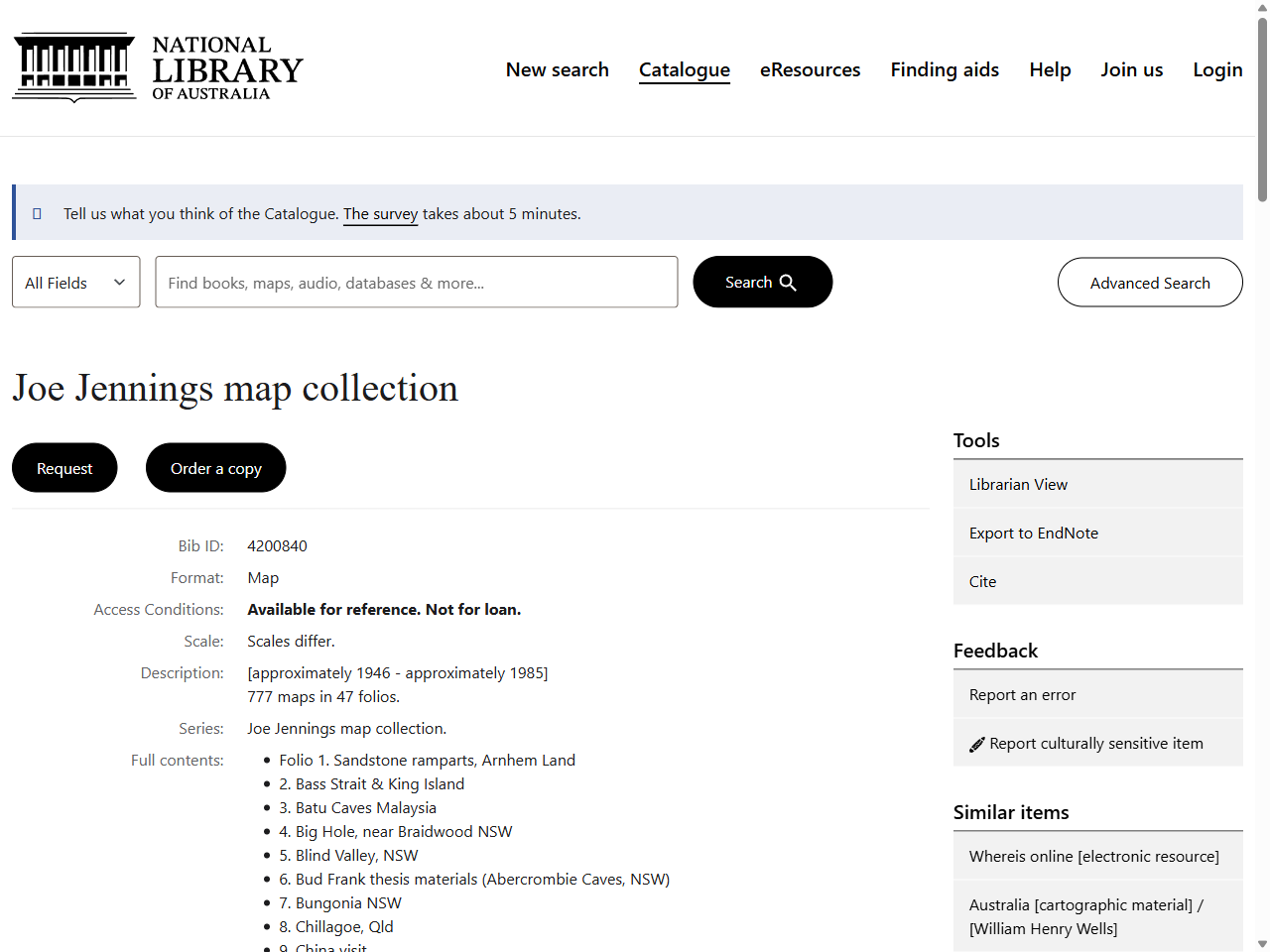 Preview of Joe Jennings map collection | Catalogue | National Library of Australia, accessed July 22, 2025,
