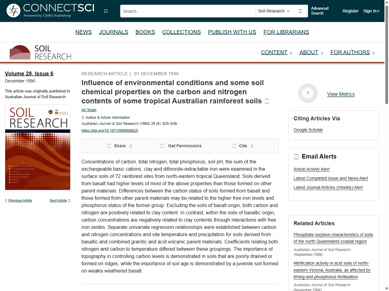 Preview of Metadata : Soil Water Content and Soil Physical Properties - Tropical Savanna - Spatial data and information management, accessed August 2, 2025