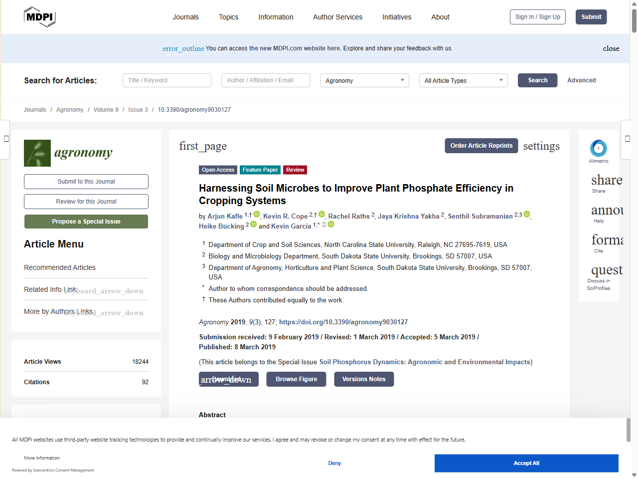 Preview of Harnessing Soil Microbes to Improve Plant Phosphate Efficiency in Cropping Systems, accessed August 4, 2025