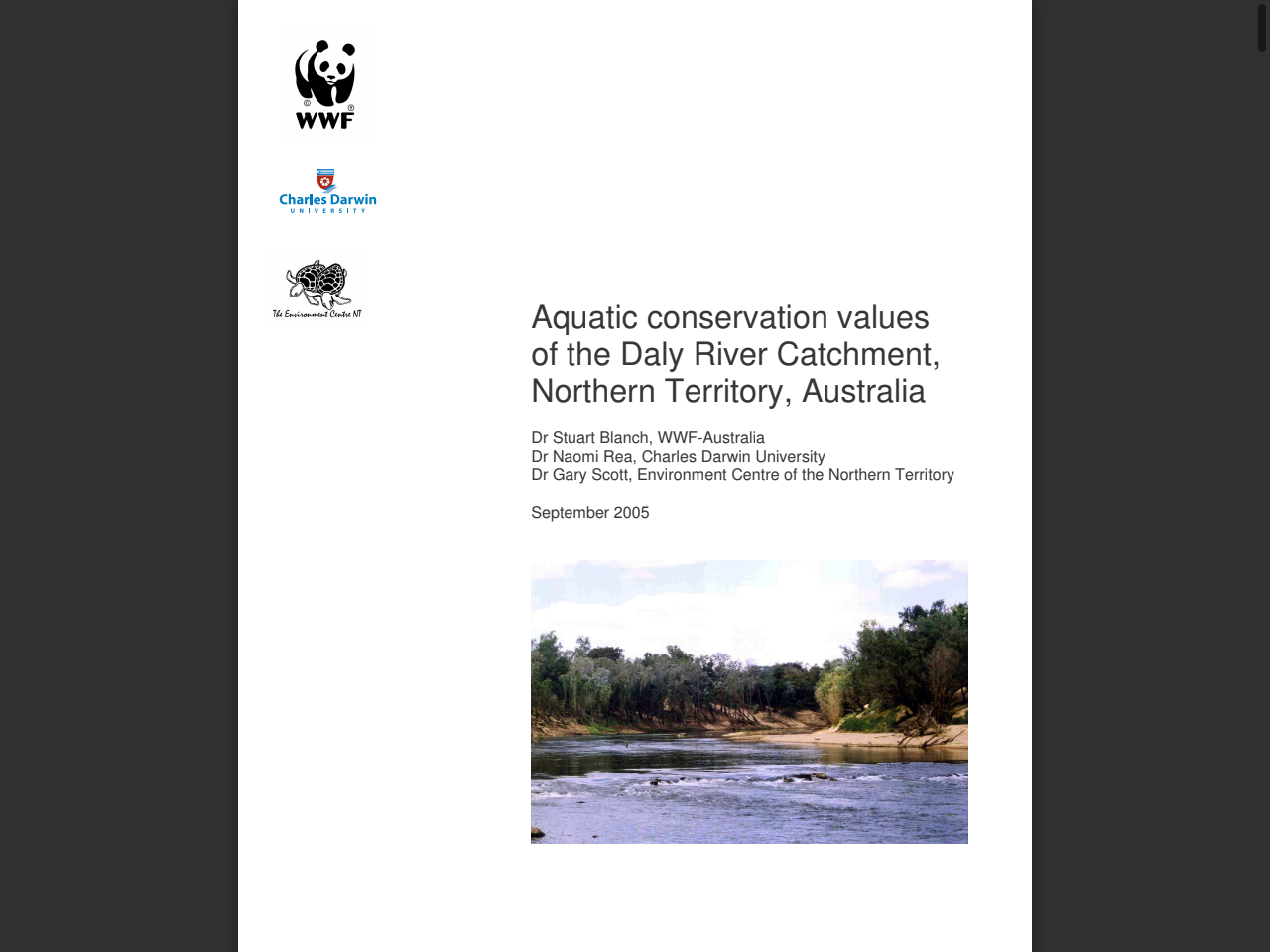 Preview of Aquatic conservation values of the Daly River Catchment, Northern Territory, Australia - image, accessed July 24, 2025