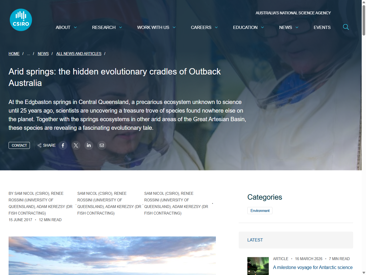 Preview of Arid springs: the hidden evolutionary cradles of Outback Australia - CSIRO