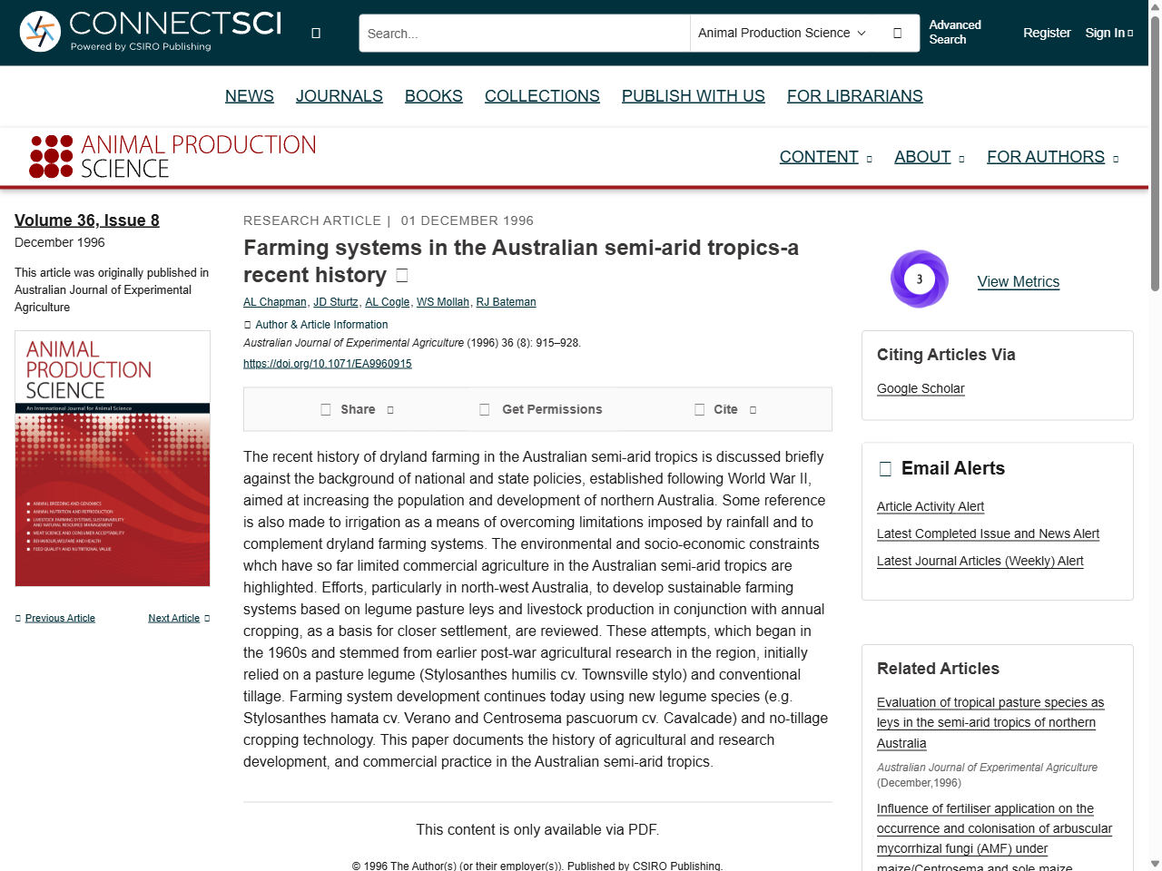 Preview of Farming systems in the Australian semi-arid tropics -a recent history - CSIRO Publishing, accessed July 6, 2025,