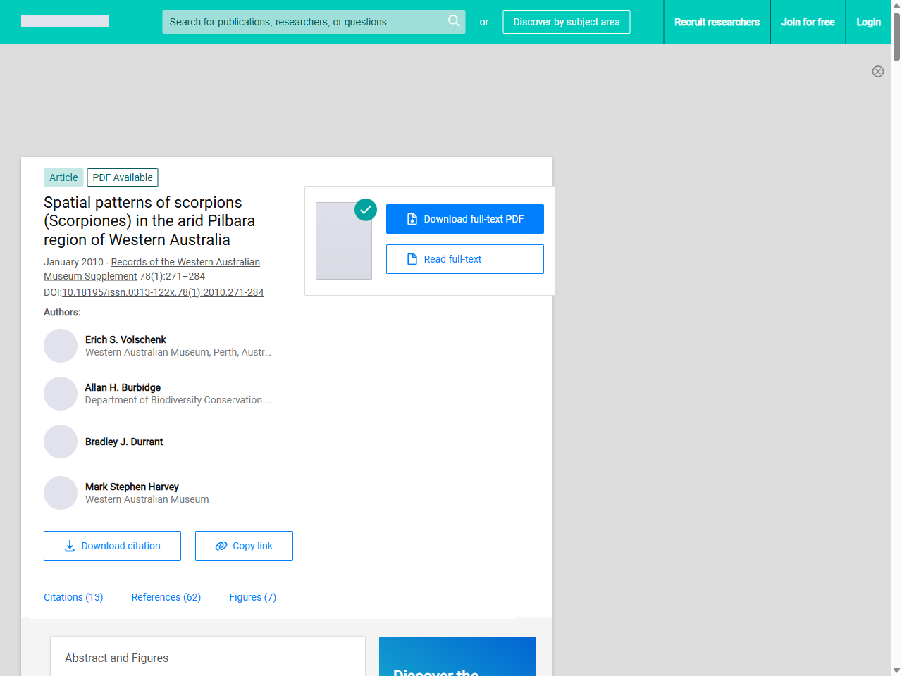 Preview of (PDF) Spatial patterns of scorpions (Scorpiones) in the arid Pilbara region of Western Australia - ResearchGate, accessed July 28, 2025
