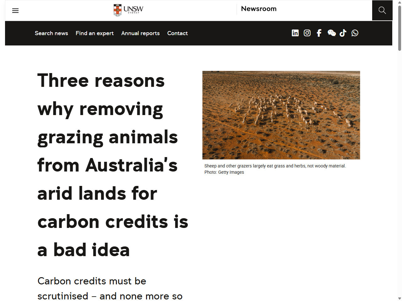 Preview of Three reasons why removing grazing animals from Australia's arid lands for carbon credits is a bad idea - UNSW, accessed July 10, 25,