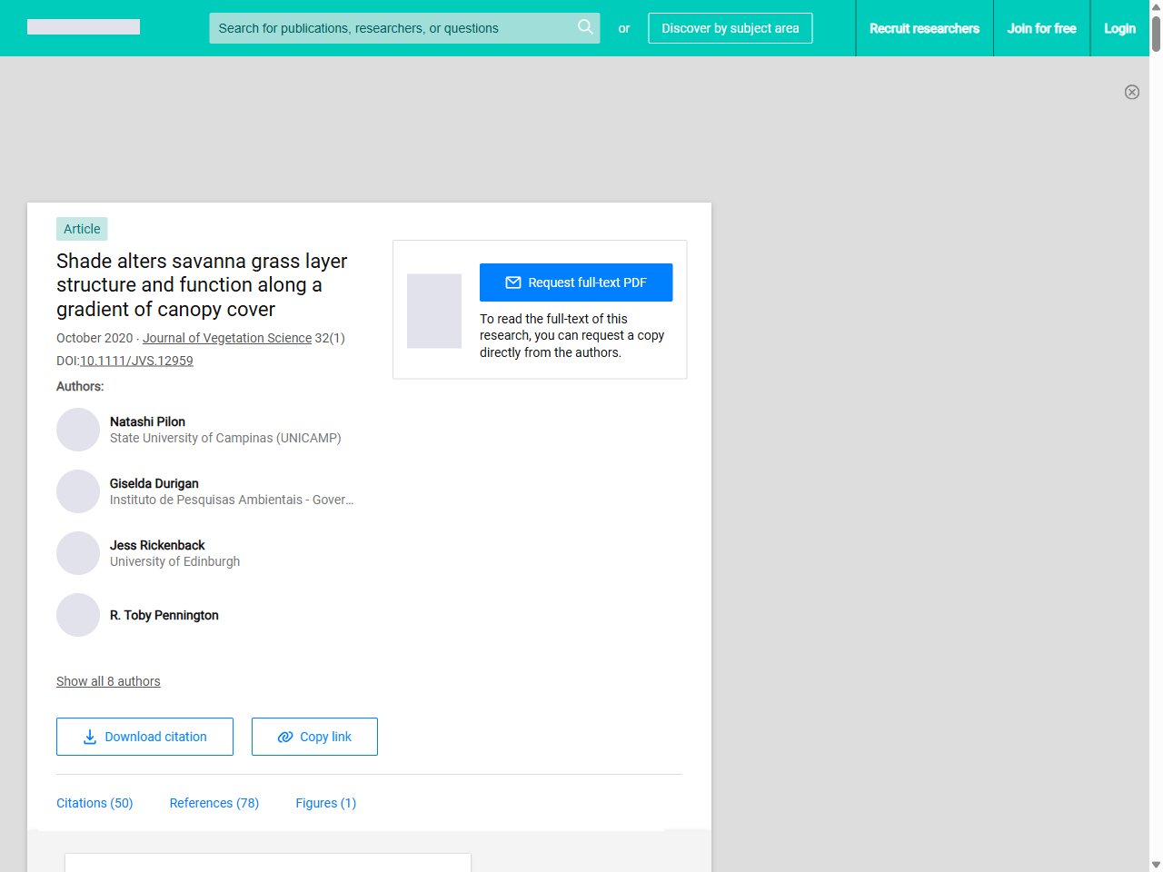 Preview of Shade alters savanna grass layer structure and function along a gradient of canopy cover | Request PDF - ResearchGate, accessed July 19, 2025,