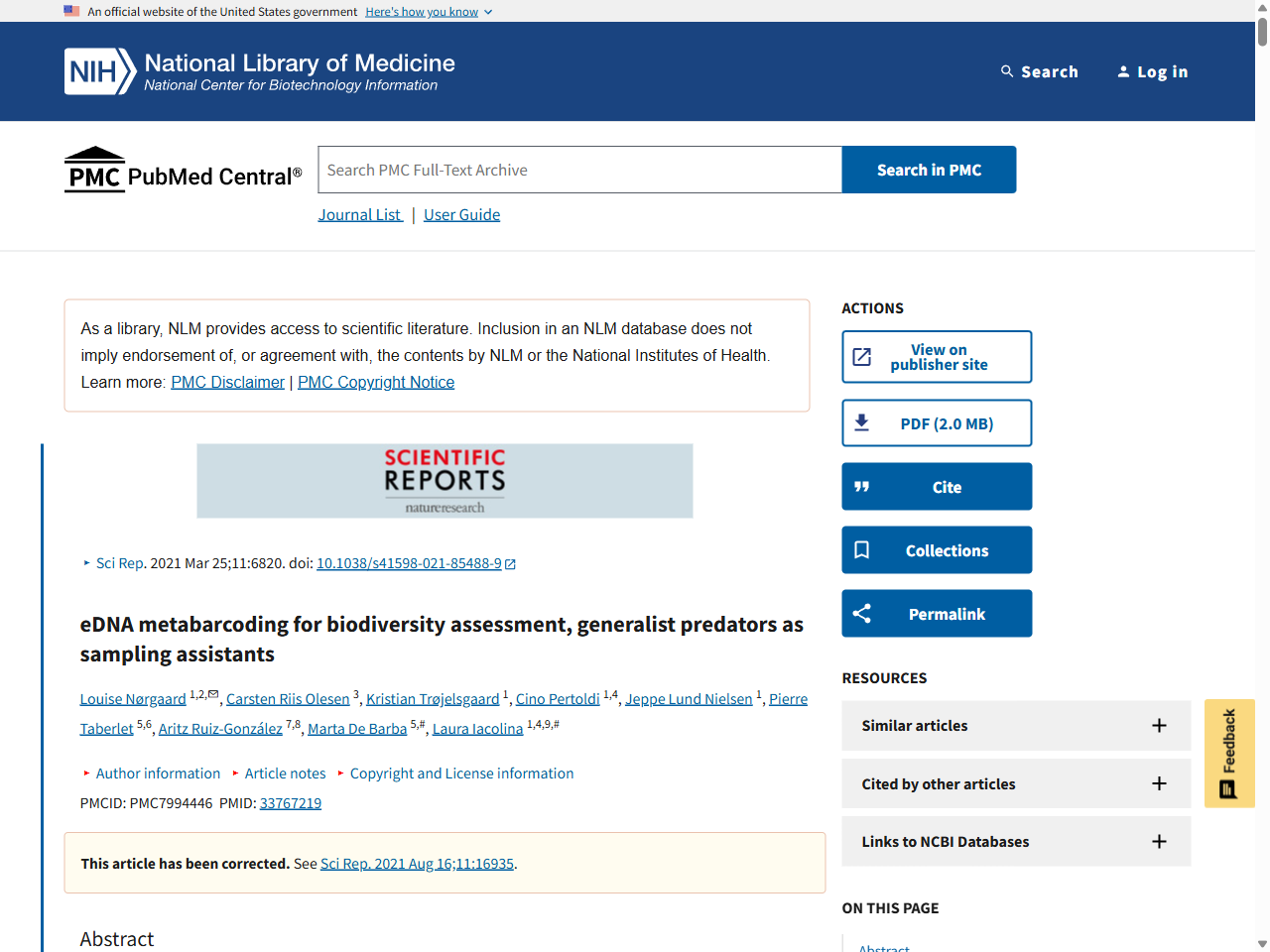 Preview of Evaluating eDNA and metabarcoding as biodiversity monitoring tools, accessed July 11, 2025, 