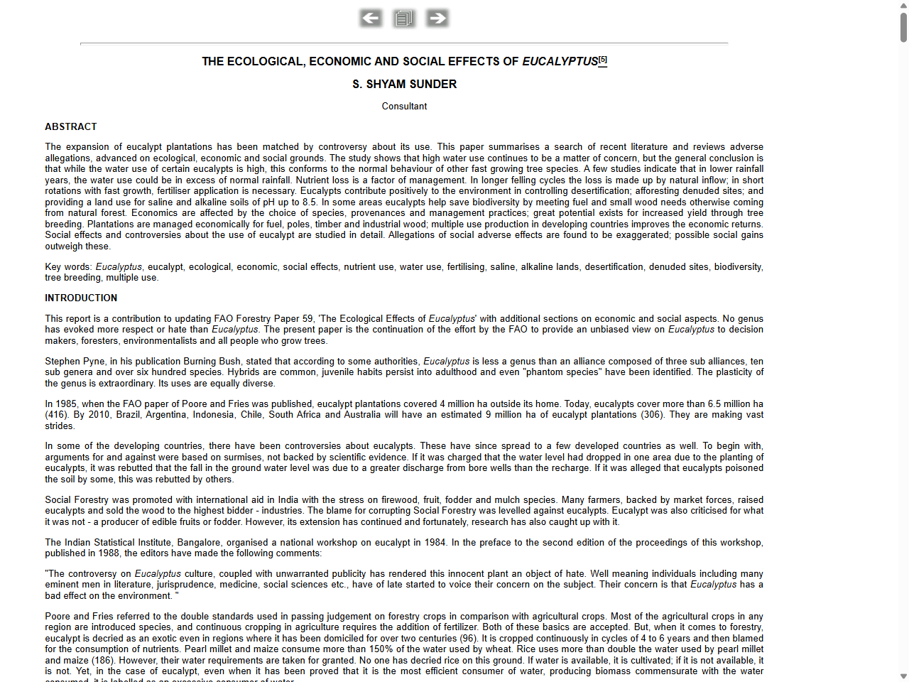 Preview of Food and Agriculture Organization of the United Nations. (n.d.). Ecological effects of eucalyptus.