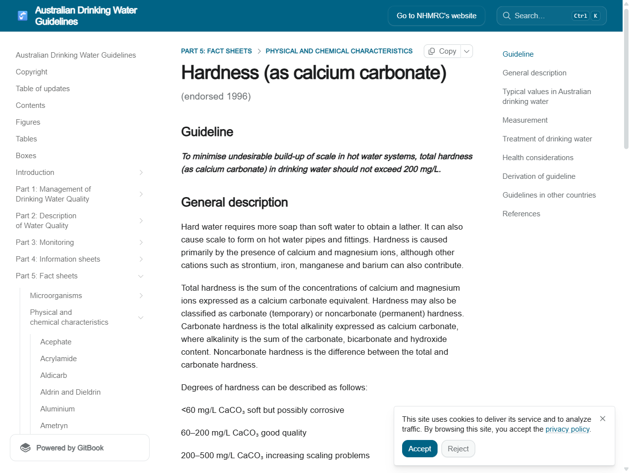 Preview of Hardness (as calcium carbonate) | Australian Drinking Water Guidelines - NHMRC, accessed May 11, 2025,