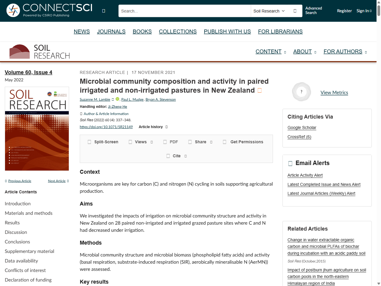 Preview of Microbial community composition and activity in paired irrigated and non-irrigated pastures in New Zealand - CSIRO Publishing, accessed August 3, 2025