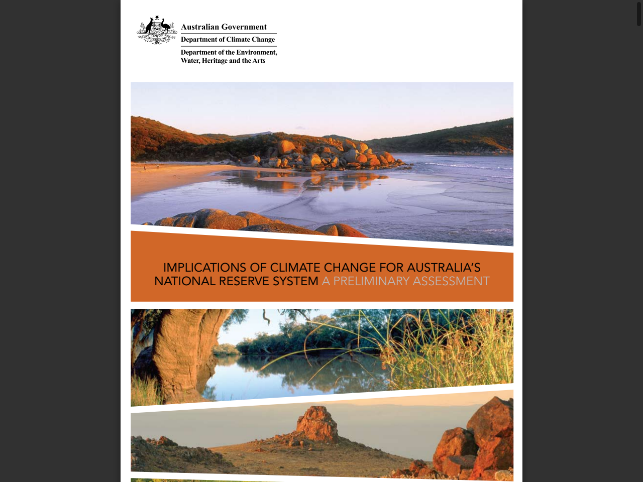 Preview of Implications of Climate Change for Australia's National Reserve System - A Preliminary Assessment - DBCA Library, accessed August 28, 2025,