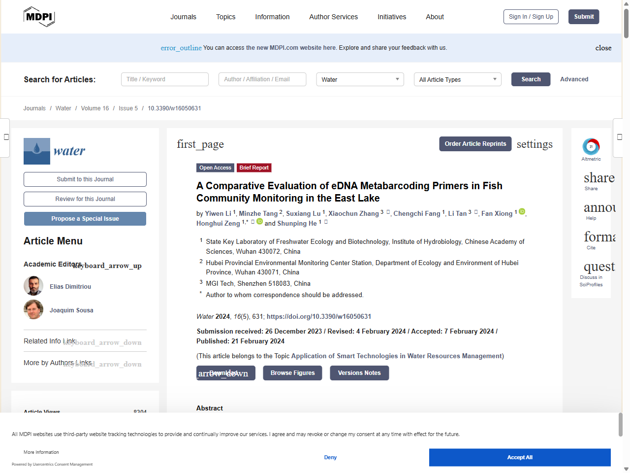 Preview of A Comparative Evaluation of eDNA Metabarcoding Primers in Fish Community Monitoring in the East Lake - MDPI, accessed August 10, 2025