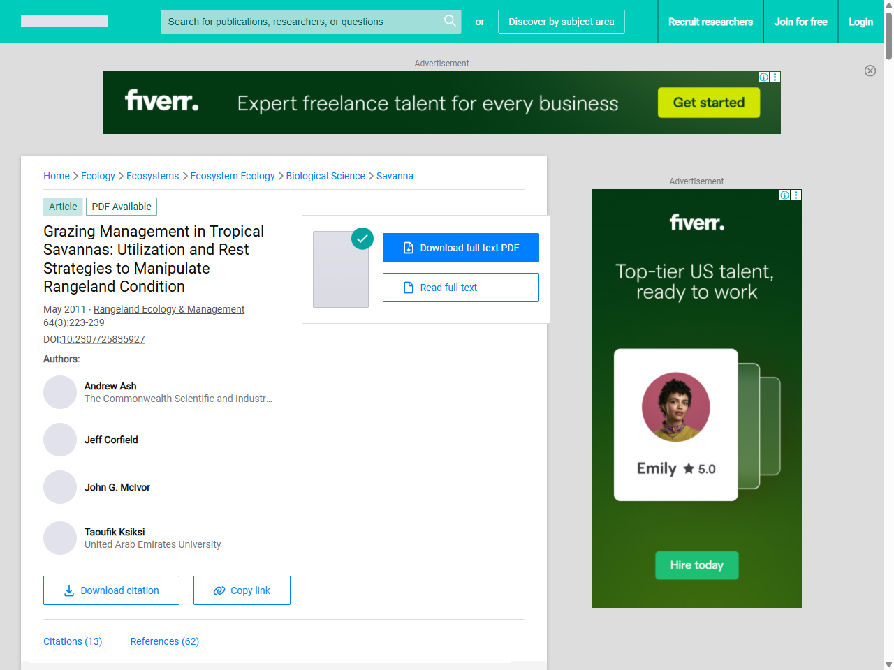 Preview of Grazing Management in Tropical Savannas: Utilization and Rest Strategies to Manipulate Rangeland Condition - ResearchGate, accessed July 30, 2025