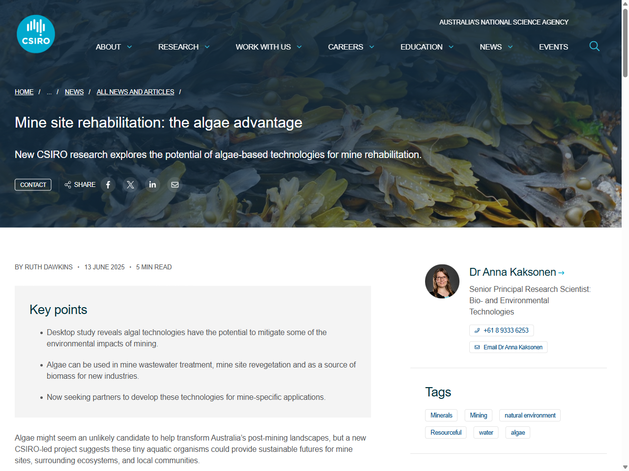 Preview of Mine site rehabilitation: the algae advantage - CSIRO, accessed August 17, 2025, 