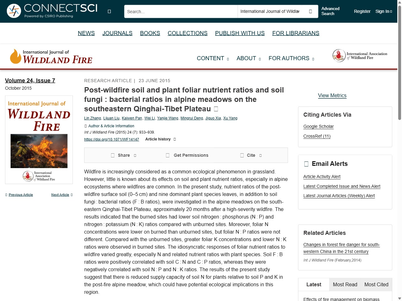 Preview of International Journal of Wildland Fire - CSIRO PUBLISHING, accessed on June 5, 2025