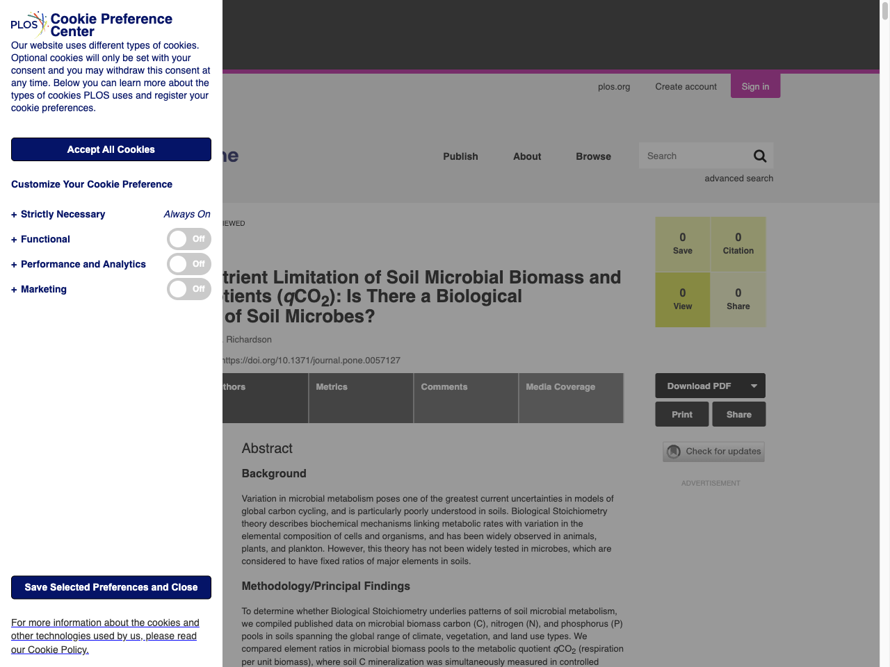 Preview of Differential Nutrient Limitation of Soil Microbial Biomass and Metabolic Quotients (qCO2): Is There a Biological Stoichiometry of Soil Microbes? | PLOS One - Research journals, accessed August 5, 2025,