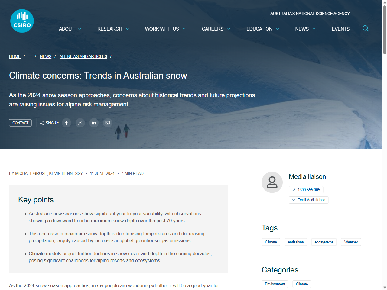 Preview of Climate concerns: Trends in Australian snow - CSIRO, accessed August 5, 2025