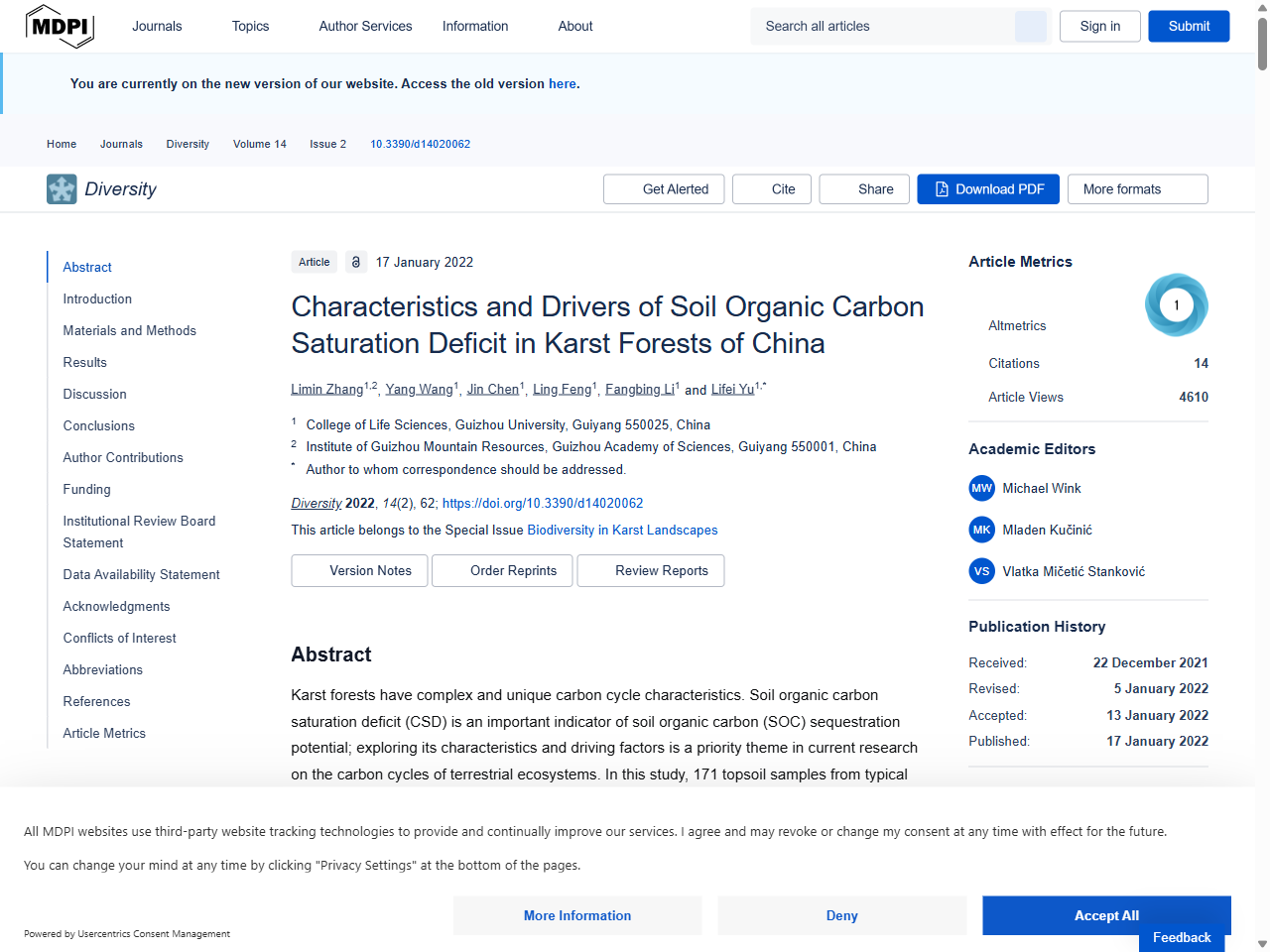 Preview of Characteristics and Drivers of Soil Organic Carbon Saturation Deficit in Karst Forests of China - MDPI