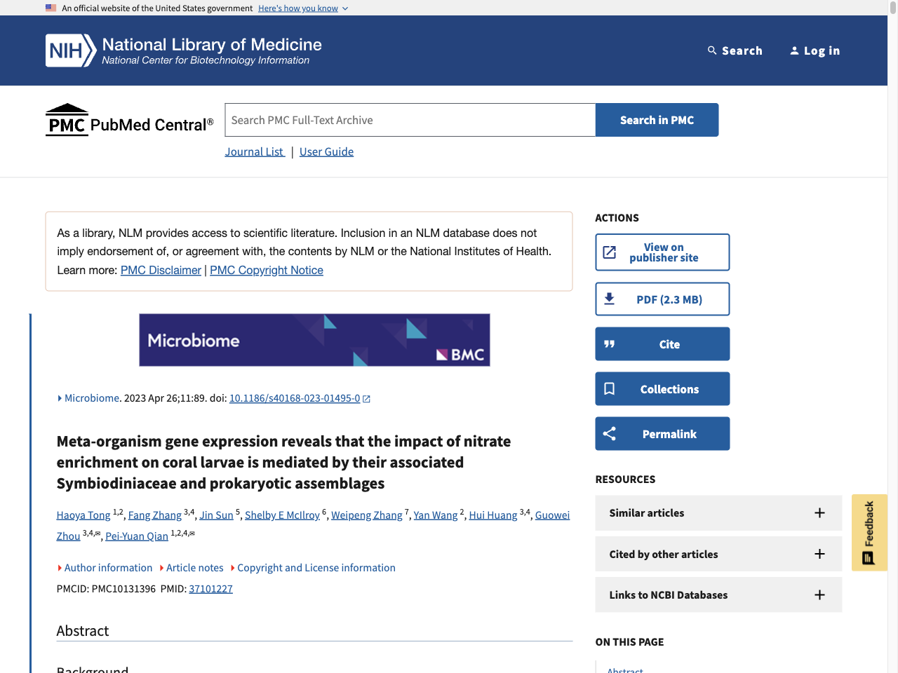 Preview of Meta-organism gene expression reveals that the impact of nitrate enrichment on coral larvae is mediated by their associated Symbiodiniaceae and prokaryotic assemblages - PubMed Central, accessed August 1, 2025
