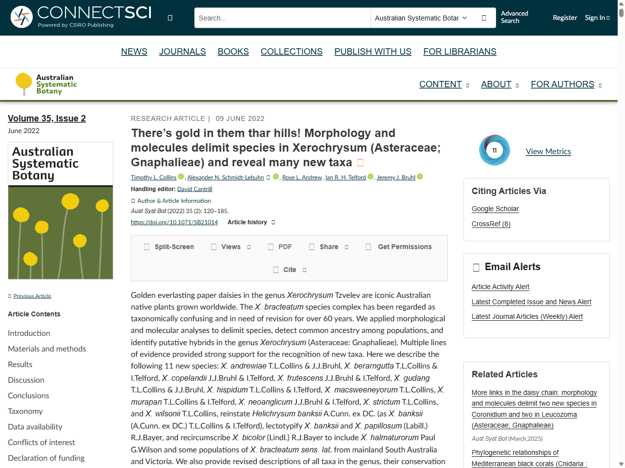 Preview of There's gold in them thar hills! Morphology and molecules delimit species in Xerochrysum (Asteraceae; Gnaphalieae) and reveal many new taxa - CSIRO Publishing, accessed on May 29, 2025,