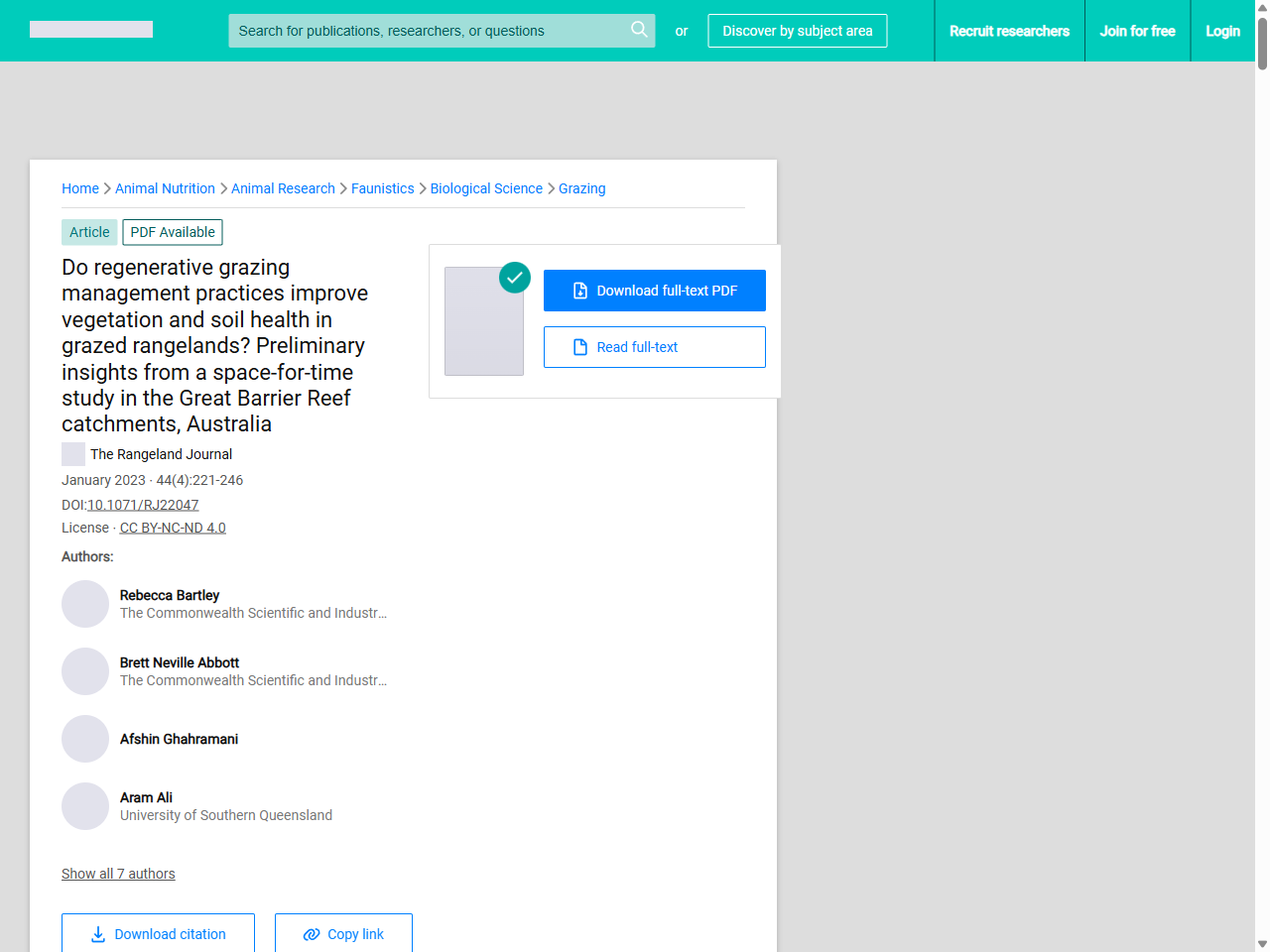 Preview of Do regenerative grazing management practices improve vegetation and soil health in grazed rangelands? Preliminary insights from a space-for-time study in the Great Barrier Reef catchments, Australia - ResearchGate, accessed July 19, 2025,