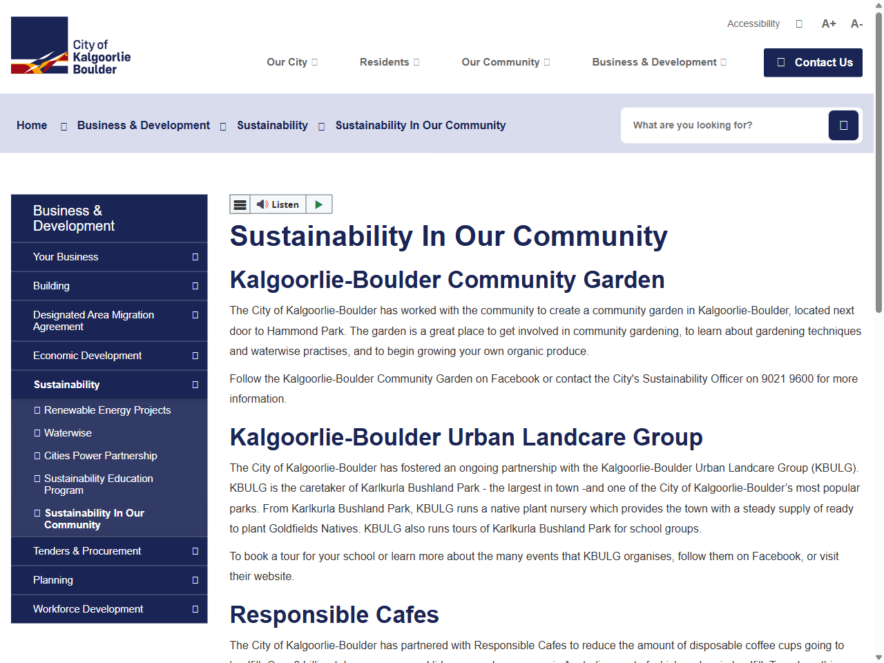 Preview of Sustainability In Our Community - City of Kalgoorlie-Boulder, accessed July 13, 2025