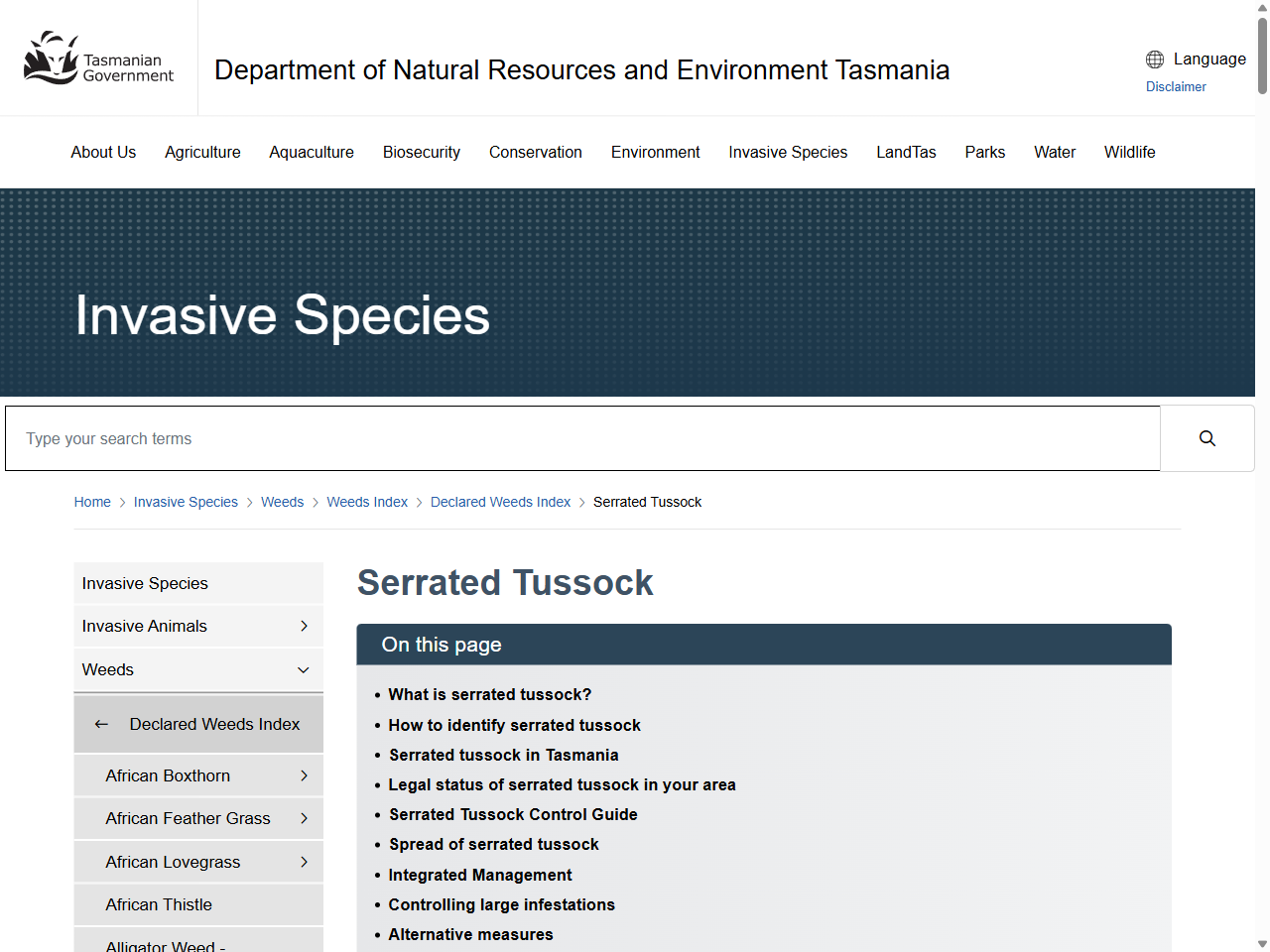 Preview of Serrated Tussock | Department of Natural Resources and Environment Tasmania, accessed August 12, 2025,