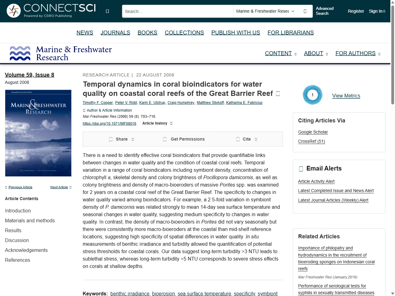 Preview of Temporal dynamics in coral bioindicators for water quality on coastal coral reefs of the Great Barrier Reef - CSIRO Publishing, accessed July 22, 2025