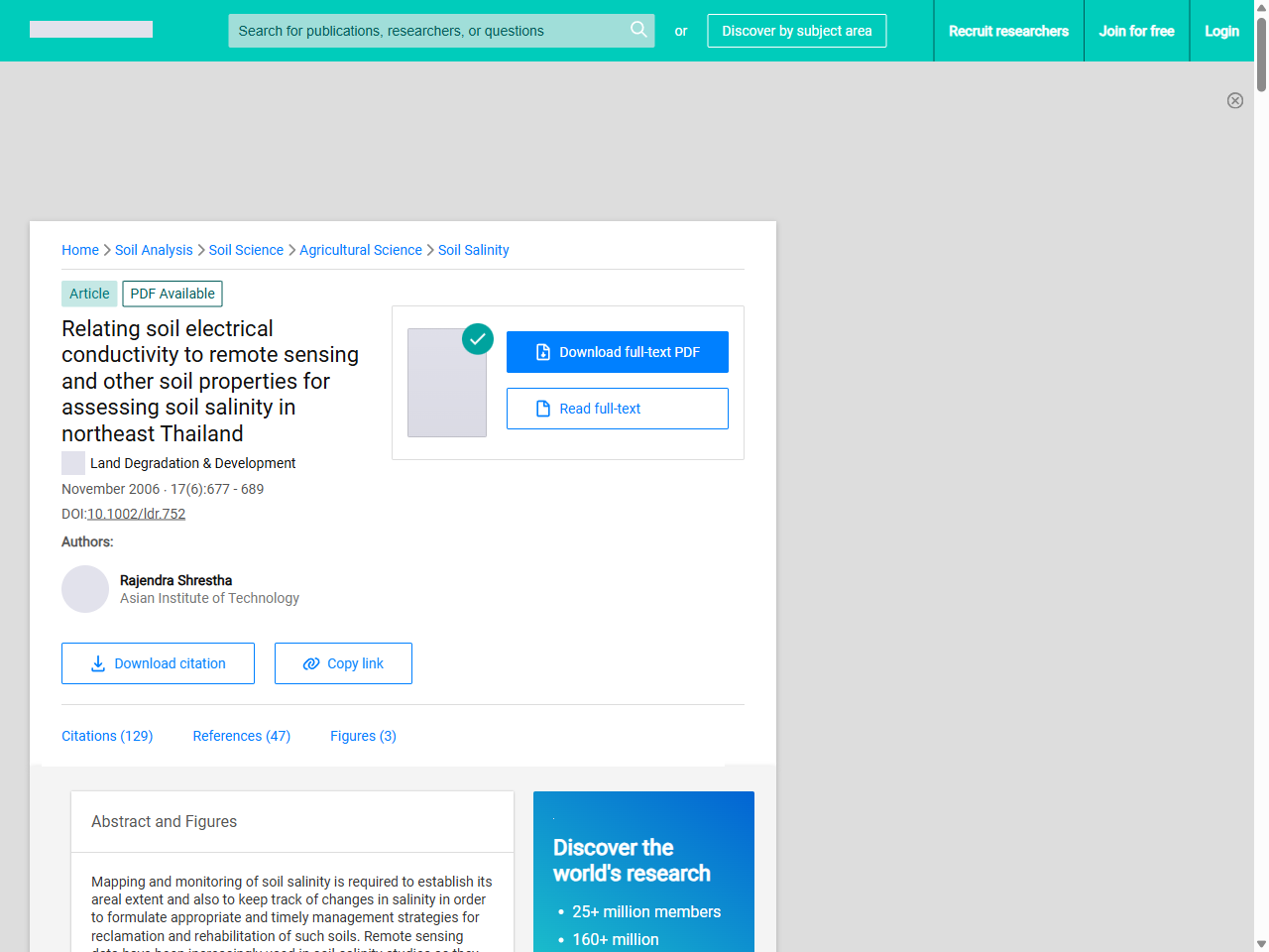 Preview of (PDF) Relating soil electrical conductivity to remote sensing and other soil properties for assessing soil salinity in northeast Thailand - ResearchGate, accessed March 28, 2026,