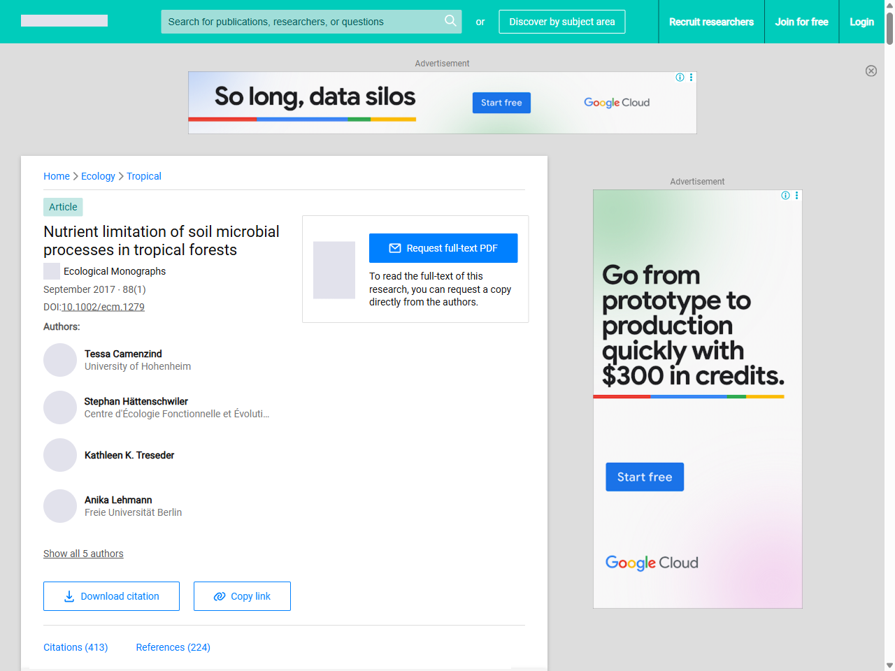 Preview of Nutrient limitation of soil microbial processes in tropical forests - ResearchGate