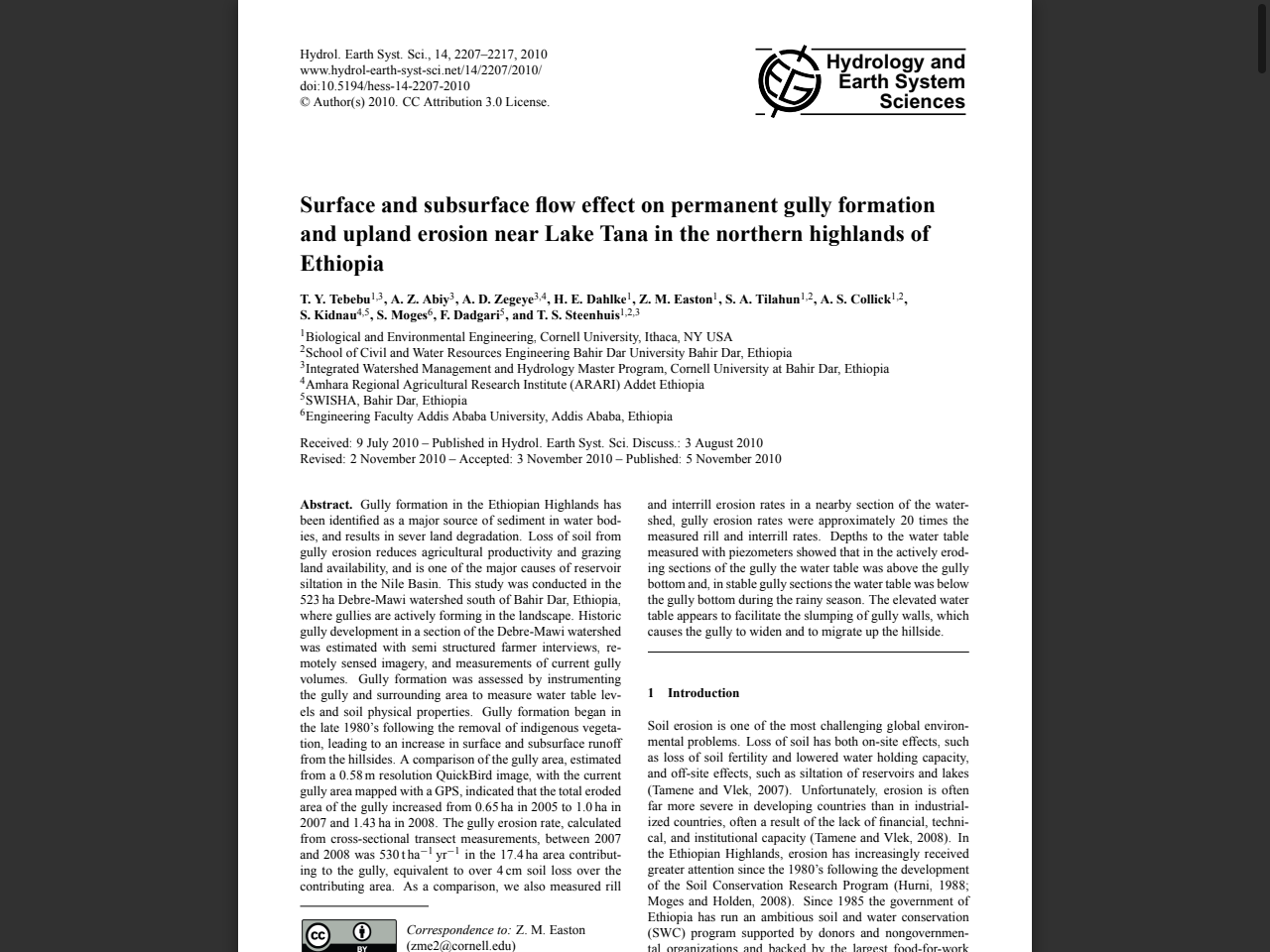Preview of Surface and subsurface flow effect on permanent gully formation and upland erosion near Lake Tana in the northern highlands of E - HESS - Recent, accessed May 15, 2025,