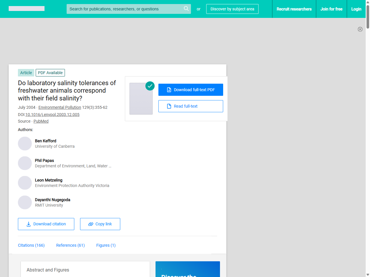 Preview of Do laboratory salinity tolerances of freshwater animals correspond with their field salinity? - ResearchGate, accessed August 4, 2025,