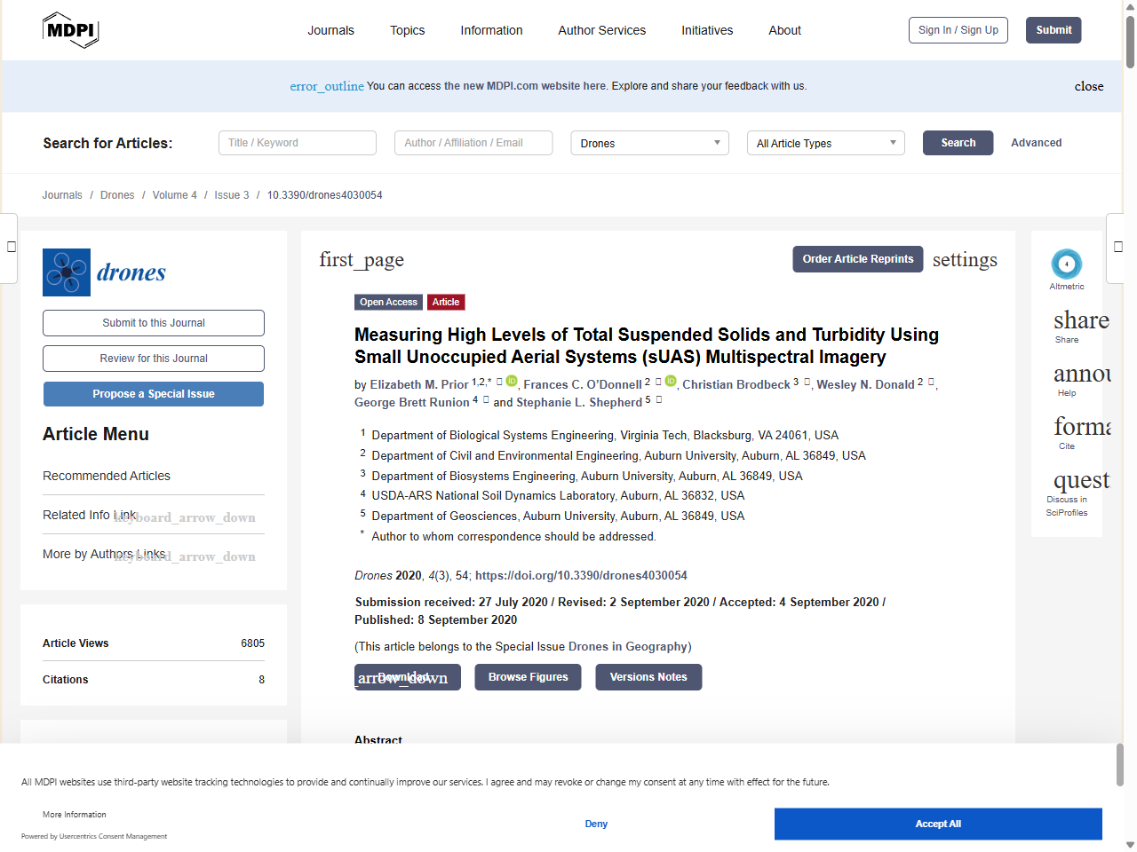 Preview of Measuring High Levels of Total Suspended Solids and Turbidity Using Small Unoccupied Aerial Systems (sUAS) Multispectral Imagery - MDPI