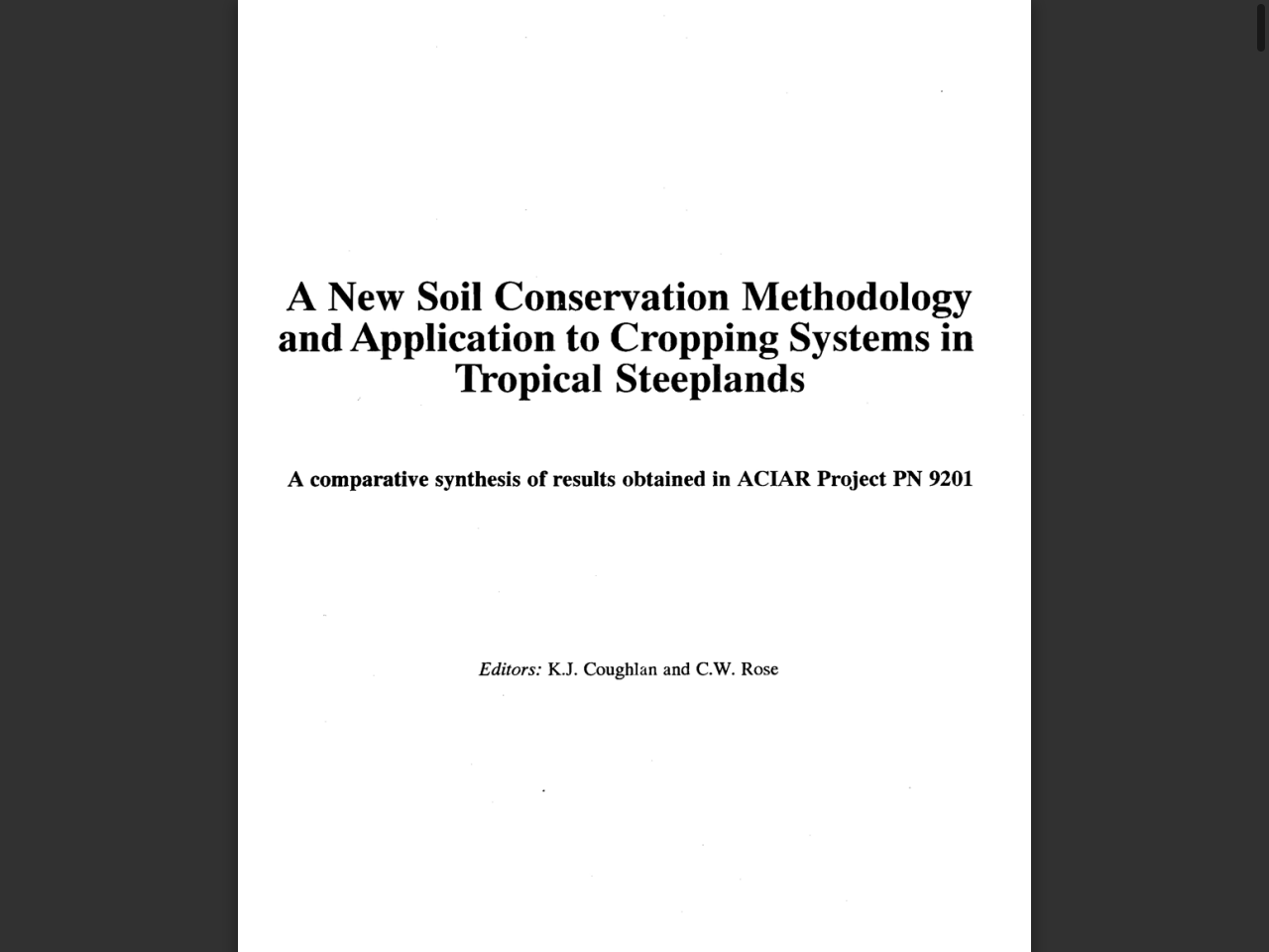 Preview of A New Soil Conservation Methodology and Application to Cropping Systems in Tropical Steeplands - Australian Centre for International Agricultural Research, accessed May 11, 2025,