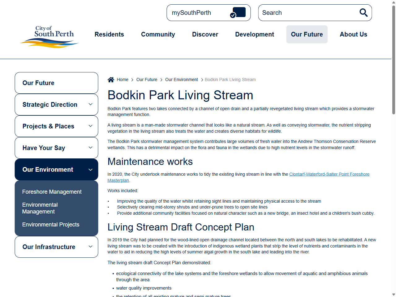 Preview of Bodkin Park Living Stream - City of South Perth, accessed July 13, 2025, 