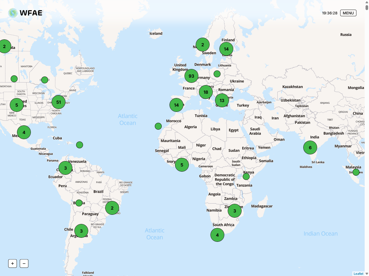 Preview of WFAE - World Forum for Acoustic Ecology | A E World Map, accessed May 14, 2026,