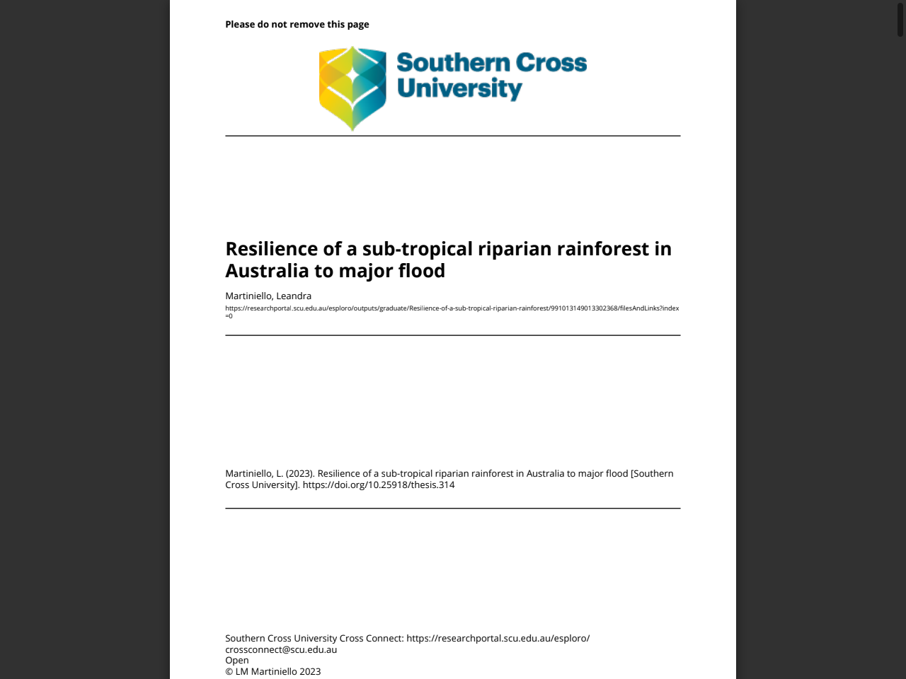 Preview of Resilience of a sub-tropical riparian rainforest in Australia to major flood - Cross Connect, accessed July 22, 2025,