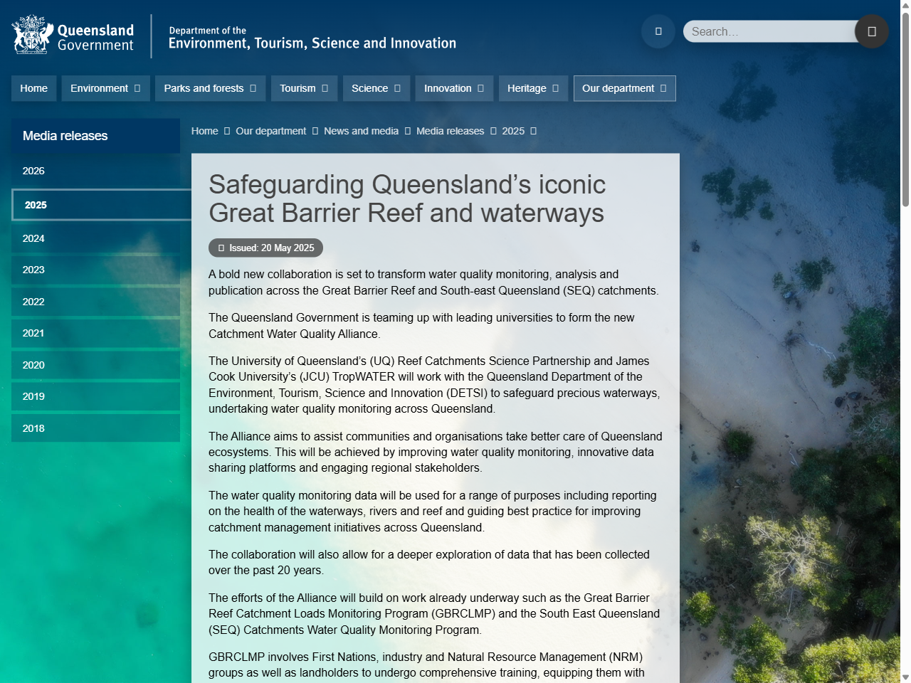 Preview of Safeguarding Queensland's iconic Great Barrier Reef and waterways, accessed July 20, 2025, 